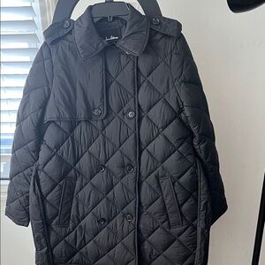 Sam Edelman Black Quilted Diamond-Pattern Puffer Coat